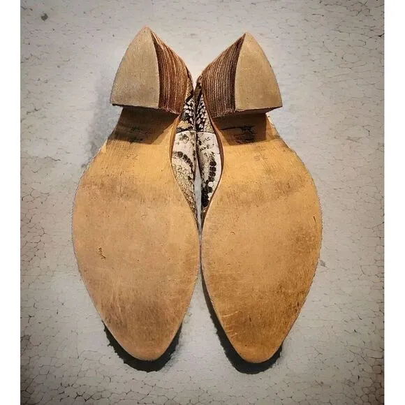 Free People x Jeffrey Campbell Flynn Snakeskin Pattern‎ Leather Boots, Size 7.5