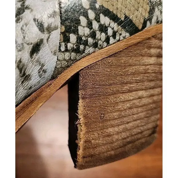 Free People x Jeffrey Campbell Flynn Snakeskin Pattern‎ Leather Boots, Size 7.5
