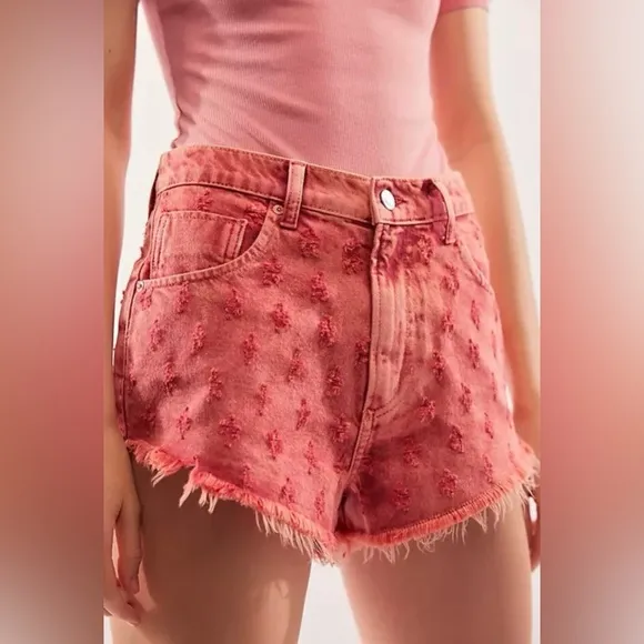 Free People X We The Free Mixed Emotions High Low Shorts in Dragonfruit NWT