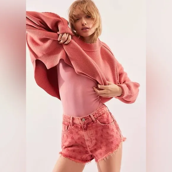 Free People X We The Free Mixed Emotions High Low Shorts in Dragonfruit NWT
