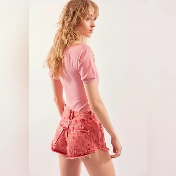 Free People X We The Free Mixed Emotions High Low Shorts in Dragonfruit NWT