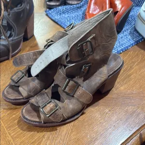 Freebird Brown Heeled Boots with Distressed Leather