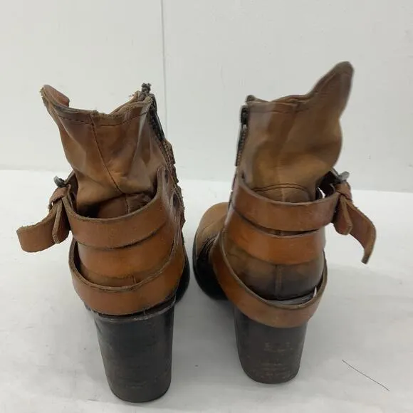 Freebird by Steven Blaze Biker Boots Tan Leather Womens Size 7 Preowned