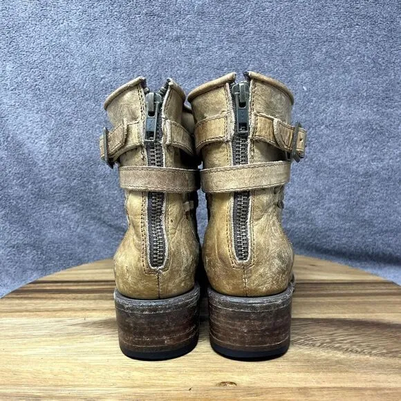 Freebird By Steven Home Ankle Boots Women's Size 6 Brown Leather Booties Boho