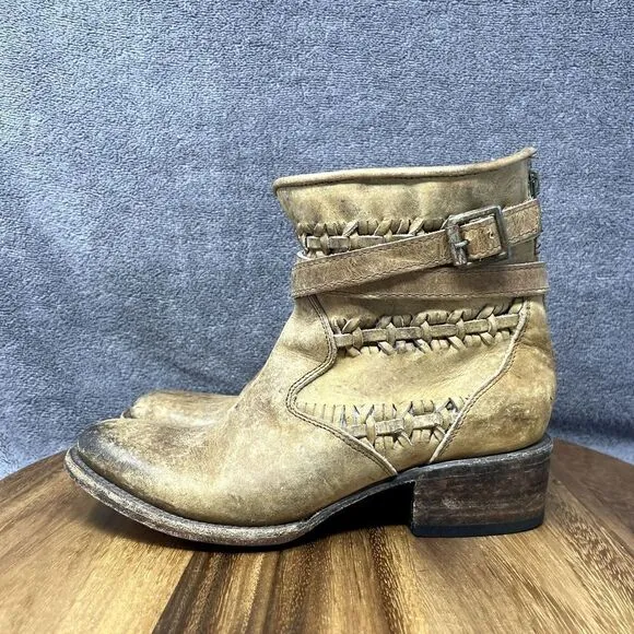 Freebird By Steven Home Ankle Boots Women's Size 6 Brown Leather Booties Boho