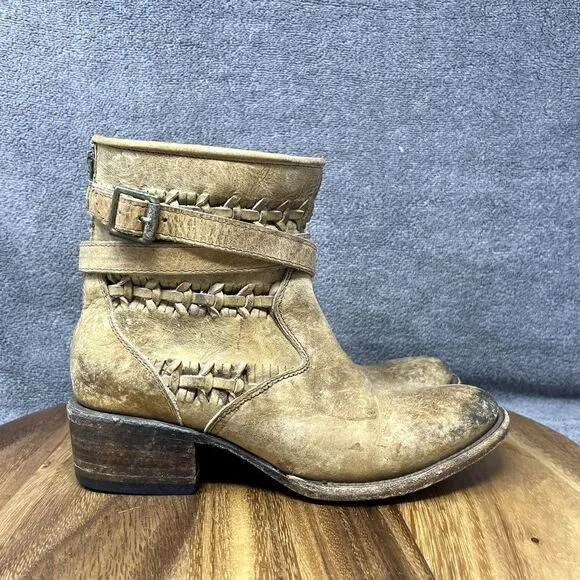 Freebird By Steven Home Ankle Boots Women's Size 6 Brown Leather Booties Boho