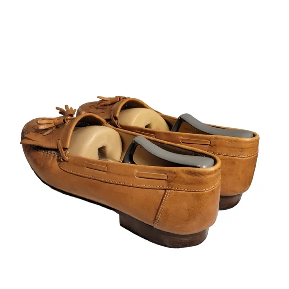 Freeman Free Flex Brown Leather Shoes Weave Tassel Loafers Men sz 12 M