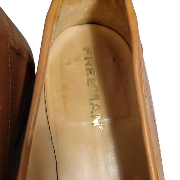 Freeman Free Flex Brown Leather Shoes Weave Tassel Loafers Men sz 12 M