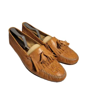 Freeman Free Flex Brown Leather Shoes Weave Tassel Loafers Men sz 12 M