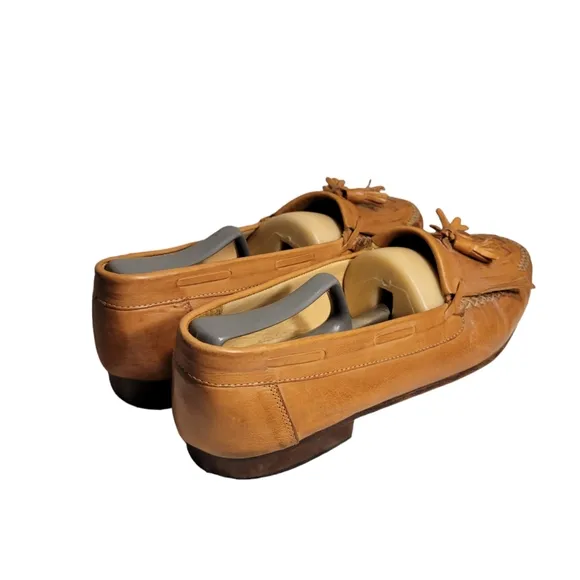 Freeman Free Flex Brown Leather Shoes Weave Tassel Loafers Men sz 12 M