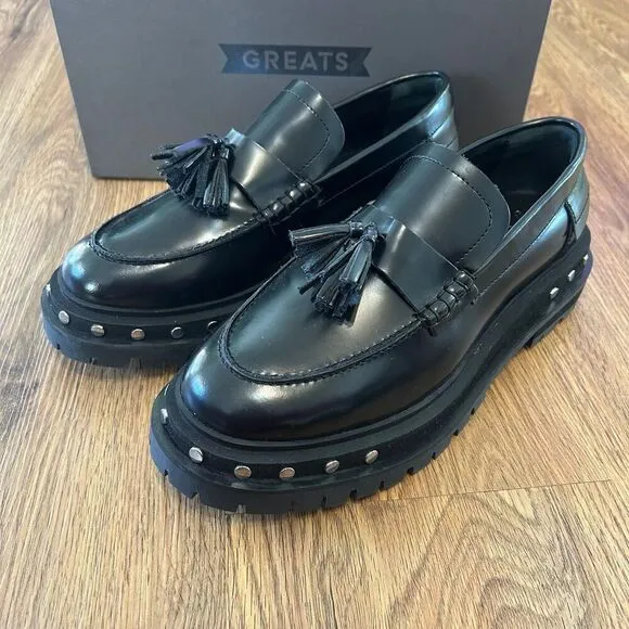FREE PEOPLE black leather vintage loafers shoes women’s 8.5 new