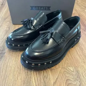 FREE PEOPLE black leather vintage loafers shoes women’s 8.5 new