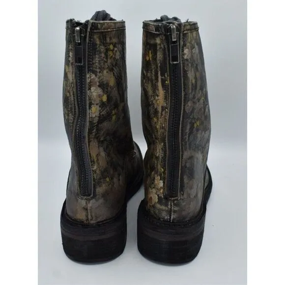 Free People Womens Size EU 37 US 7 Santa Fe Floral Black Leather Boots Shoes