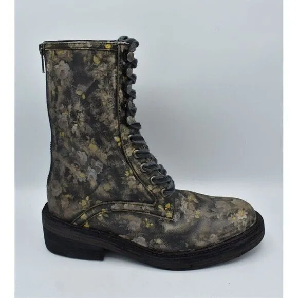 Free People Womens Size EU 37 US 7 Santa Fe Floral Black Leather Boots Shoes