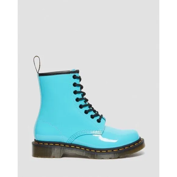 Free People x Dr. Martens 1460 Pascal Patent Leather  Boots Turquoise $140