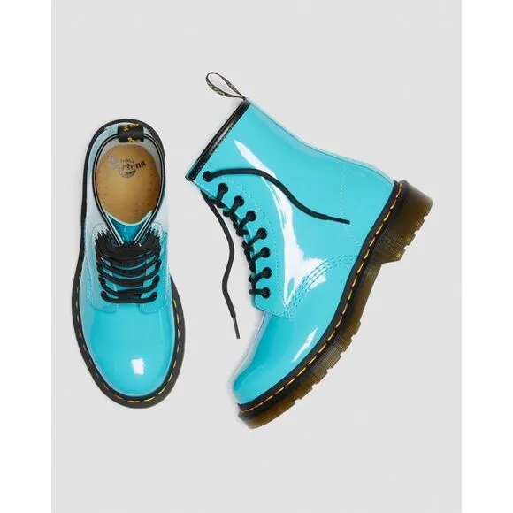 Free People x Dr. Martens 1460 Pascal Patent Leather  Boots Turquoise $140