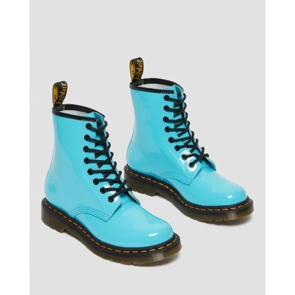 Free People x Dr. Martens 1460 Pascal Patent Leather  Boots Turquoise $140
