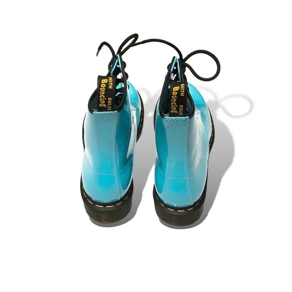 Free People x Dr. Martens 1460 Pascal Patent Leather  Boots Turquoise $140