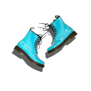 Free People x Dr. Martens 1460 Pascal Patent Leather  Boots Turquoise $140