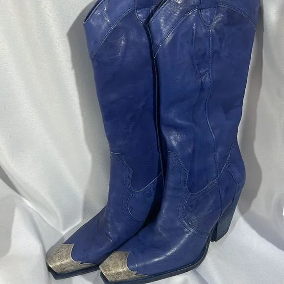 FREE PEOPLE BRAYDEN BOOTS IN BLUE