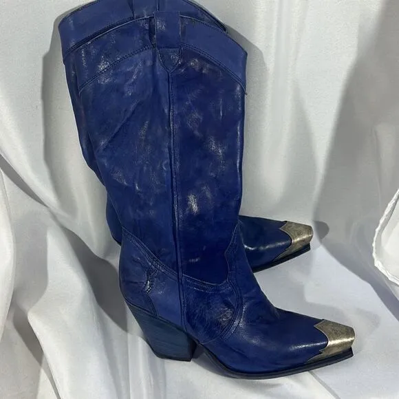 FREE PEOPLE BRAYDEN BOOTS IN BLUE