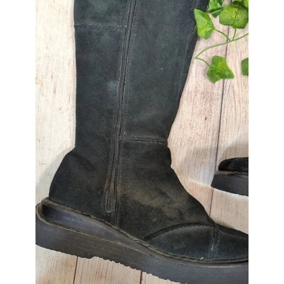 FRYE Avenger Zip 14 Tall Suede Black Square Toe Biker Rider Punk Boots Sz 8
