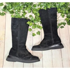 FRYE Avenger Zip 14 Tall Suede Black Square Toe Biker Rider Punk Boots Sz 8
