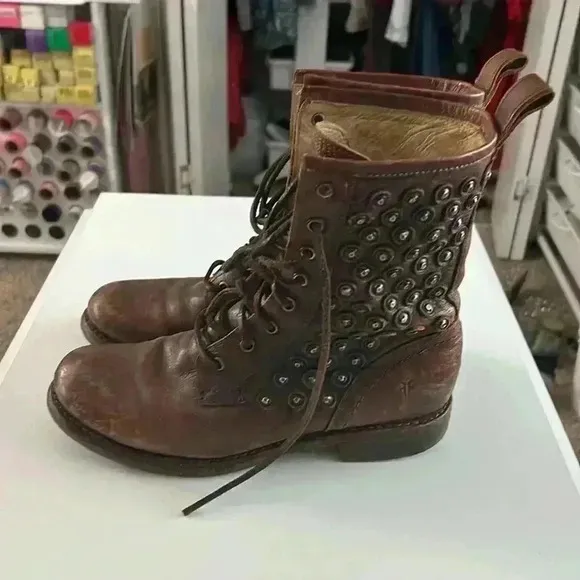 Frye boots brown combat shoes