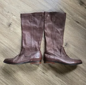 Frye Brown Cindy Slouch Leather Knee-High Slip On Boots