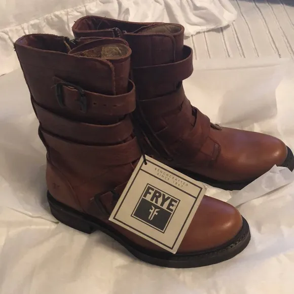 Frye Brown Combat &amp; Moto Boots