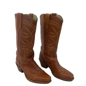 Frye Brown Leather Vintage Made in USA Western Boots Women's Size 7.5 B Preowned