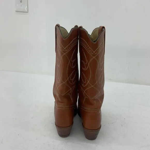 Frye Brown Leather Vintage Made in USA Western Boots Women's Size 7.5 B Preowned