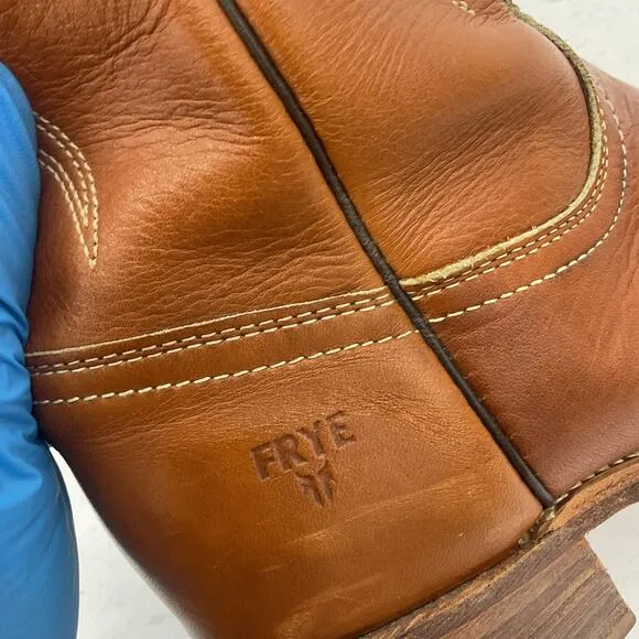 Frye Brown Leather Vintage Made in USA Western Boots Women's Size 7.5 B Preowned