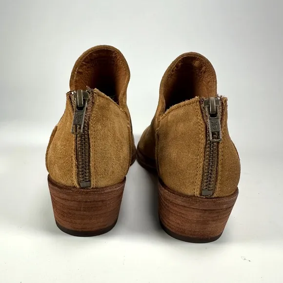 Frye Carson Shootie Suede Leather Slip On Ankle Booties Brandy Brown Tan Size 9M