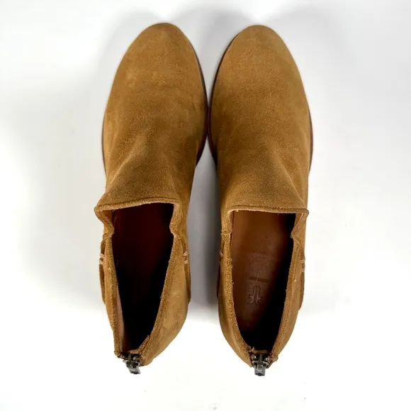 Frye Carson Shootie Suede Leather Slip On Ankle Booties Brandy Brown Tan Size 9M