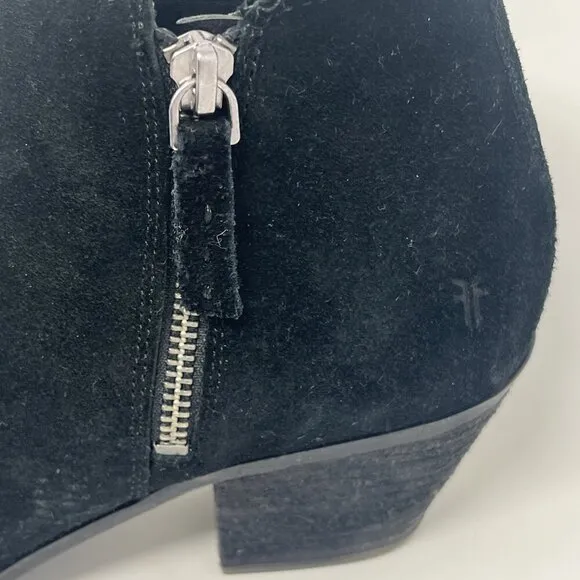 Frye Judith ankle boots 9.5 booties black suede double zipper women
