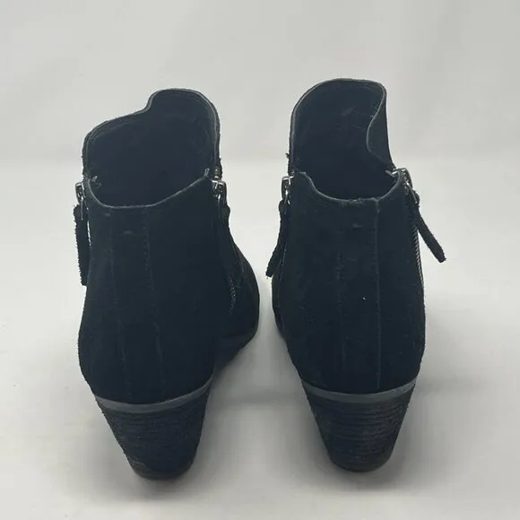 Frye Judith ankle boots 9.5 booties black suede double zipper women