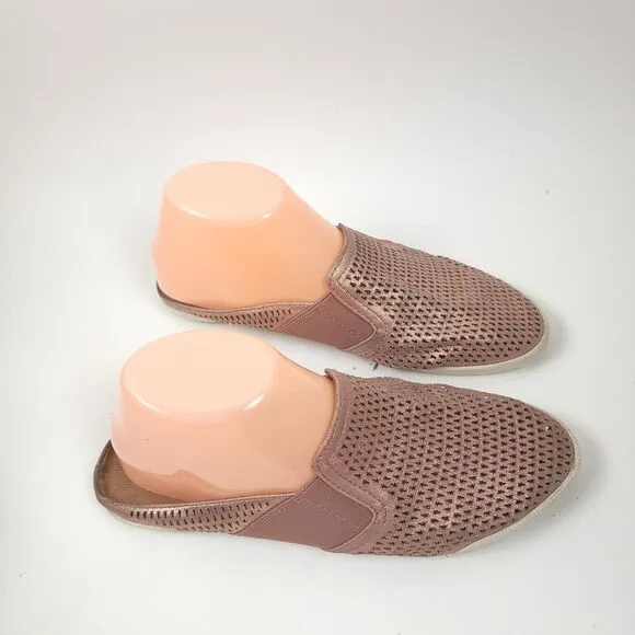 Frye Melanie Gore Dusty Shiney Pink Perforated Mule shoes Size 8