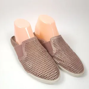 Frye Melanie Gore Dusty Shiney Pink Perforated Mule shoes Size 8