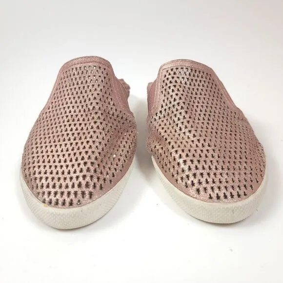 Frye Melanie Gore Dusty Shiney Pink Perforated Mule shoes Size 8