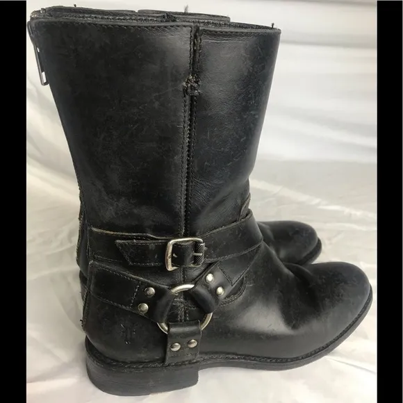 FRYE Moto Back Zipper Harness Boot 6.5