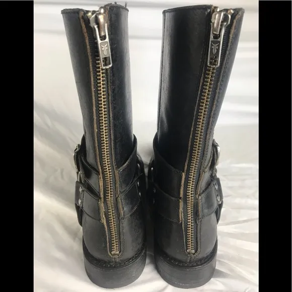 FRYE Moto Back Zipper Harness Boot 6.5