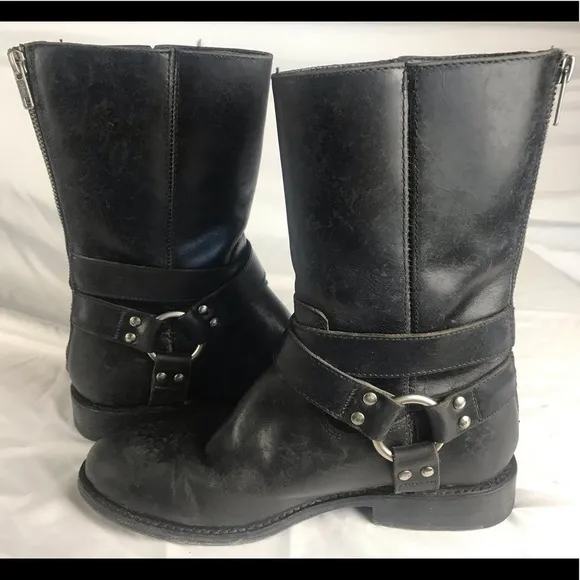 FRYE Moto Back Zipper Harness Boot 6.5