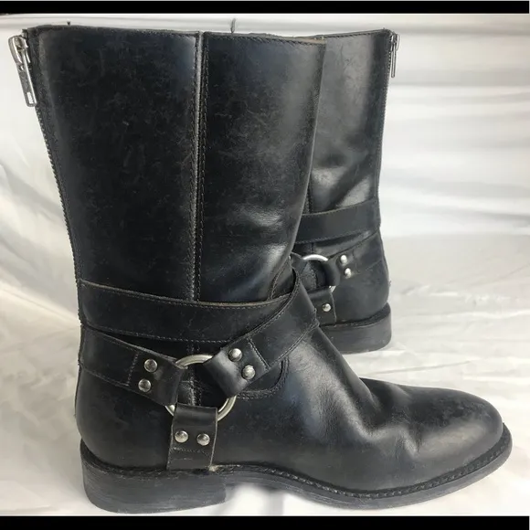 FRYE Moto Back Zipper Harness Boot 6.5