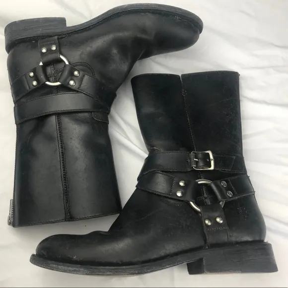 FRYE Moto Back Zipper Harness Boot 6.5