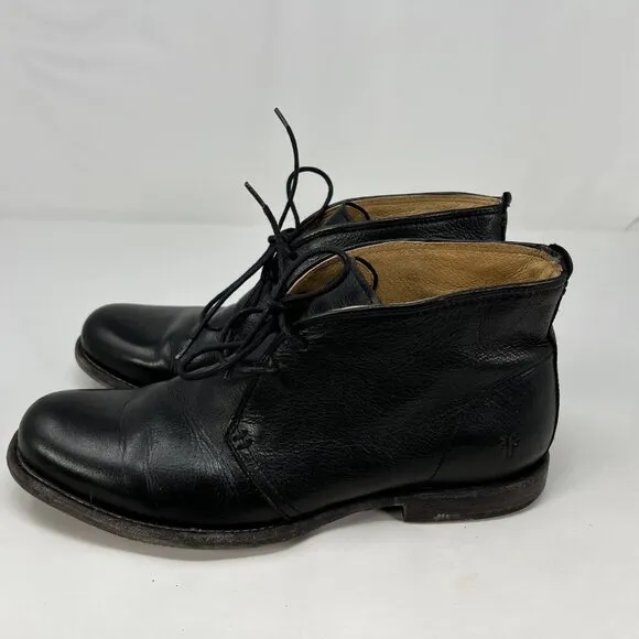 Frye Phillip Chukka Boots Lace Up Black Leather Shoes Men 8 D 87533 *