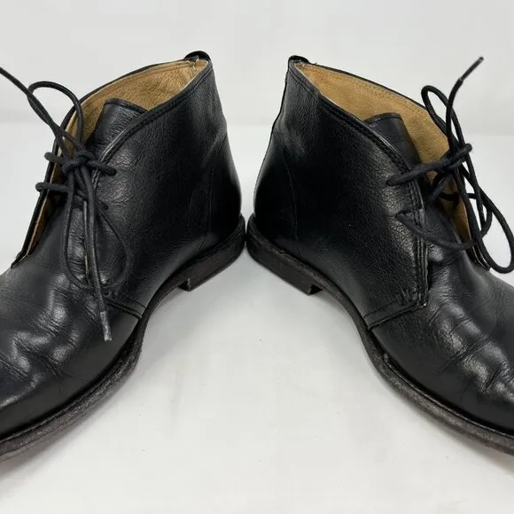 Frye Phillip Chukka Boots Lace Up Black Leather Shoes Men 8 D 87533 *