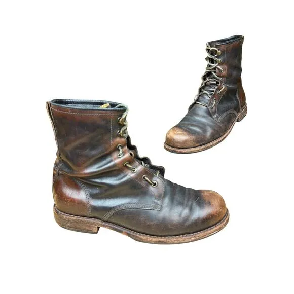 Frye Rugged Wayde Combat Leather Boots Shoes Vintage Designed Distress Mens 10 D