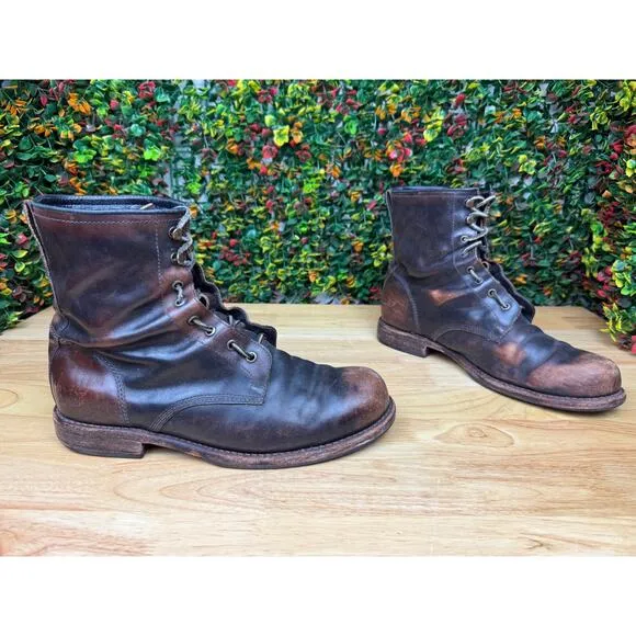 Frye Rugged Wayde Combat Leather Boots Shoes Vintage Designed Distress Mens 10 D