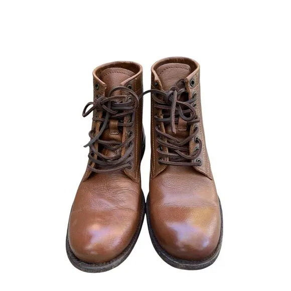 Frye Tyler Mens‎ Cognac Leather Lace Up Dress Boots Brown, Size 9